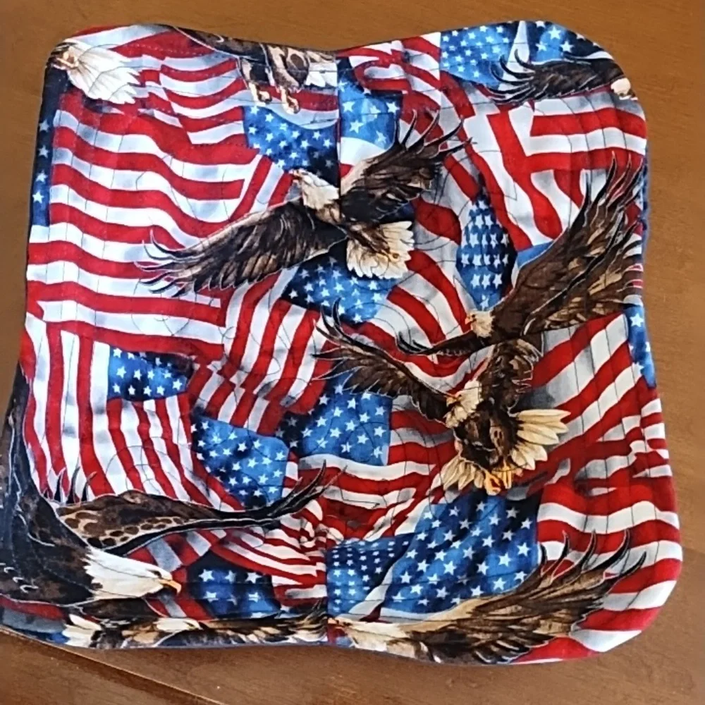 Patriotic Bowl Cozies Large Medium Small Flags Eagles Patriotic Red White Blue